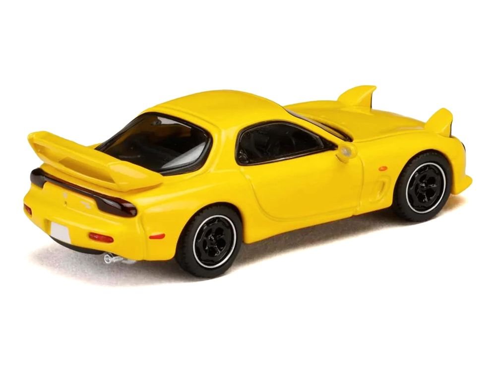 Mazda RX-7 (FD3S) RHD (Right Hand Drive) Yellow "Initial D" (1995-2013) Manga "Diorama Set Series" 1/64 Diecast Model Car by Hobby Japan view 3