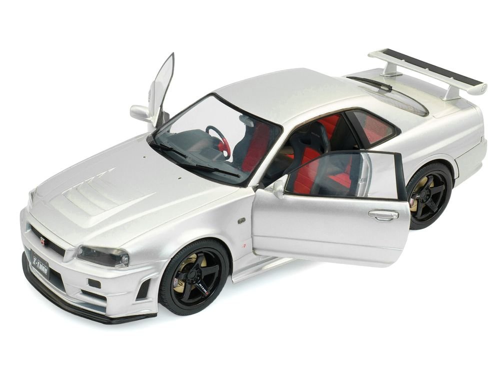 1999 Nissan Skyline GT-R (R34) Z-Tune RHD (Right Hand Drive) Silver Metallic 1/18 Diecast Model Car by Solido view 2