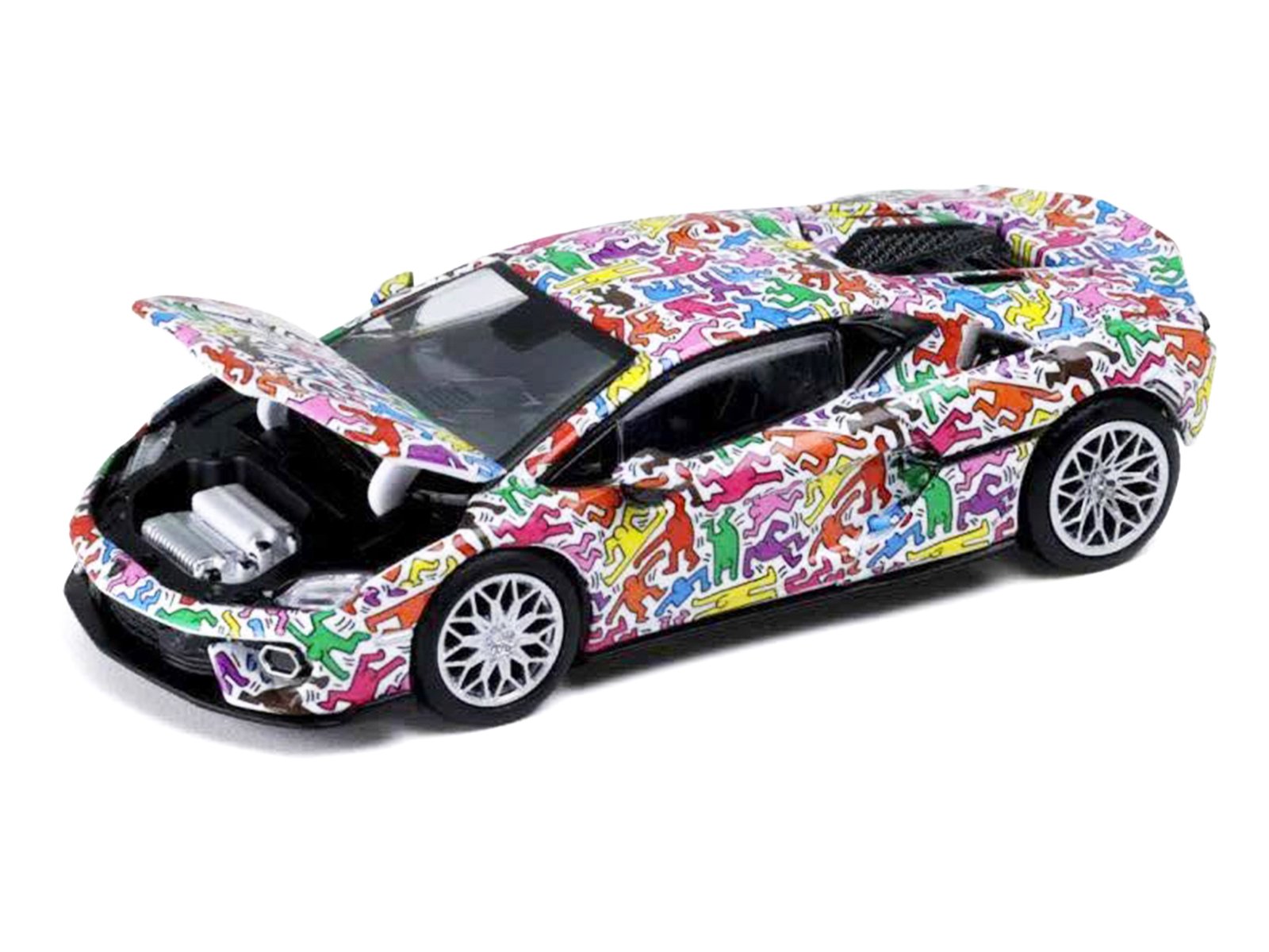 Lamborghini Temerario "Keith Haring Livery" White with Graphics 1/64 Diecast Model car by Trends Hobby view 2
