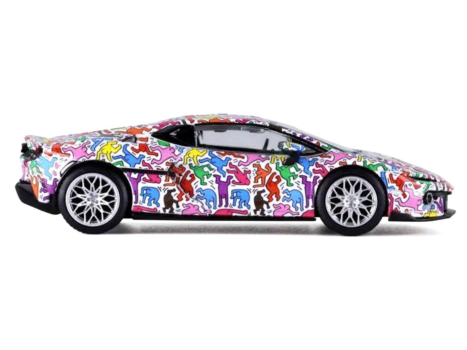 Lamborghini Temerario "Keith Haring Livery" White with Graphics 1/64 Diecast Model car by Trends Hobby view 3