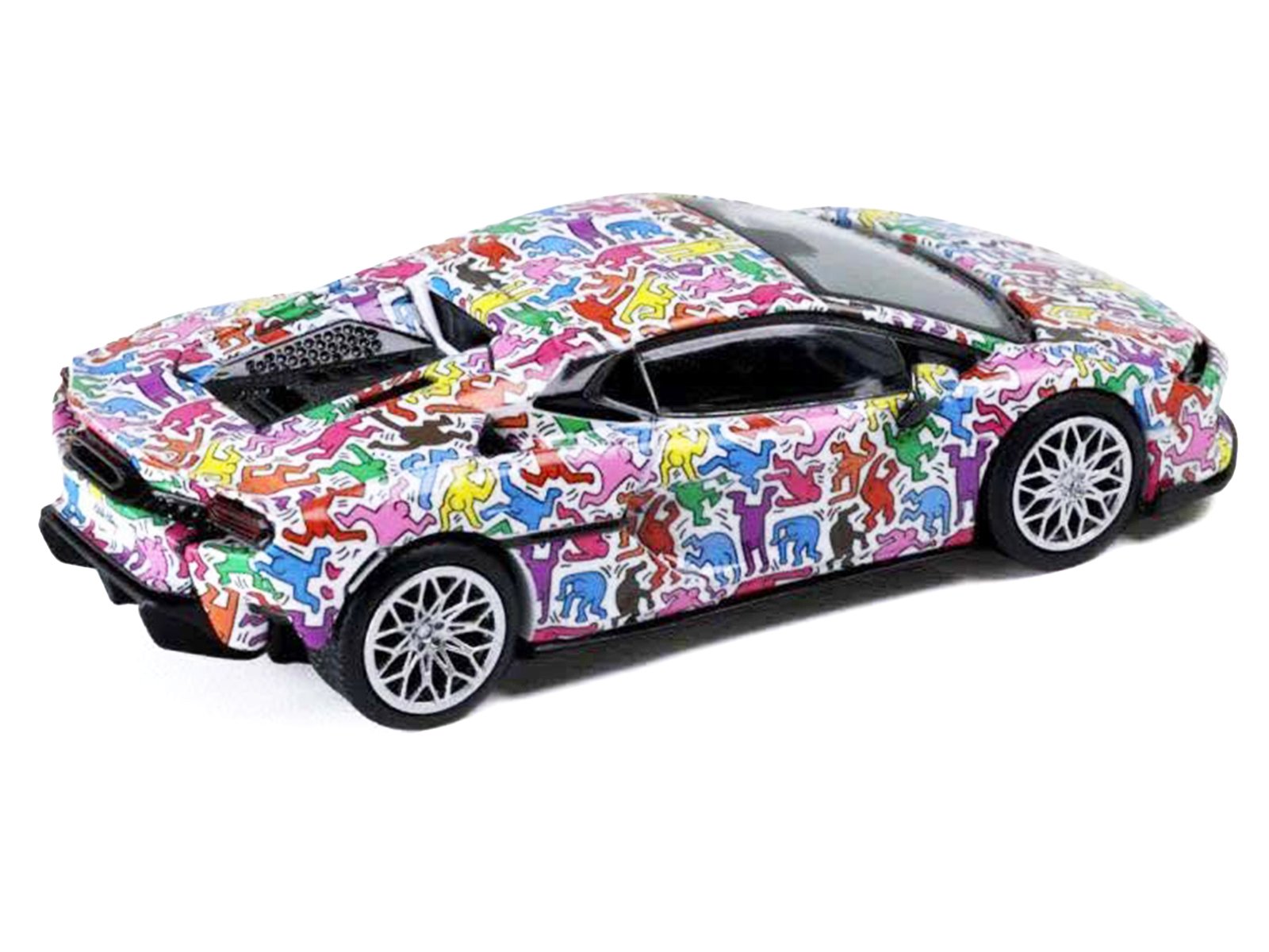 Lamborghini Temerario "Keith Haring Livery" White with Graphics 1/64 Diecast Model car by Trends Hobby view 4
