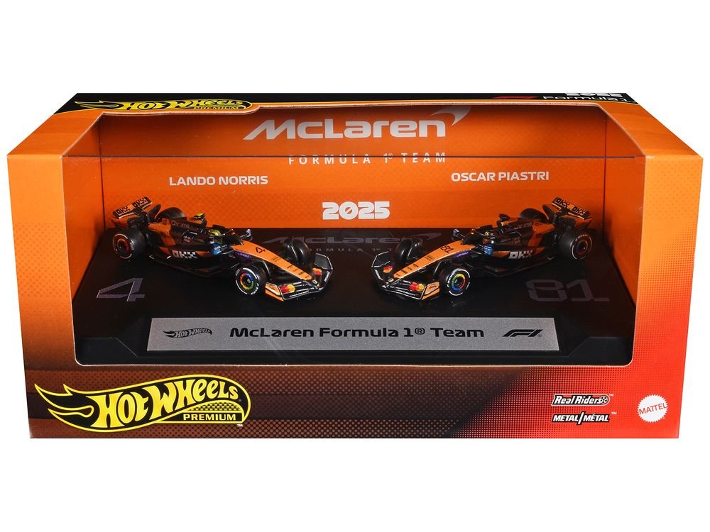 "McLaren Formula 1 Team" Formula One F1 World Championship (2025) 2 Piece Set Diecast Model Cars by Hot Wheels