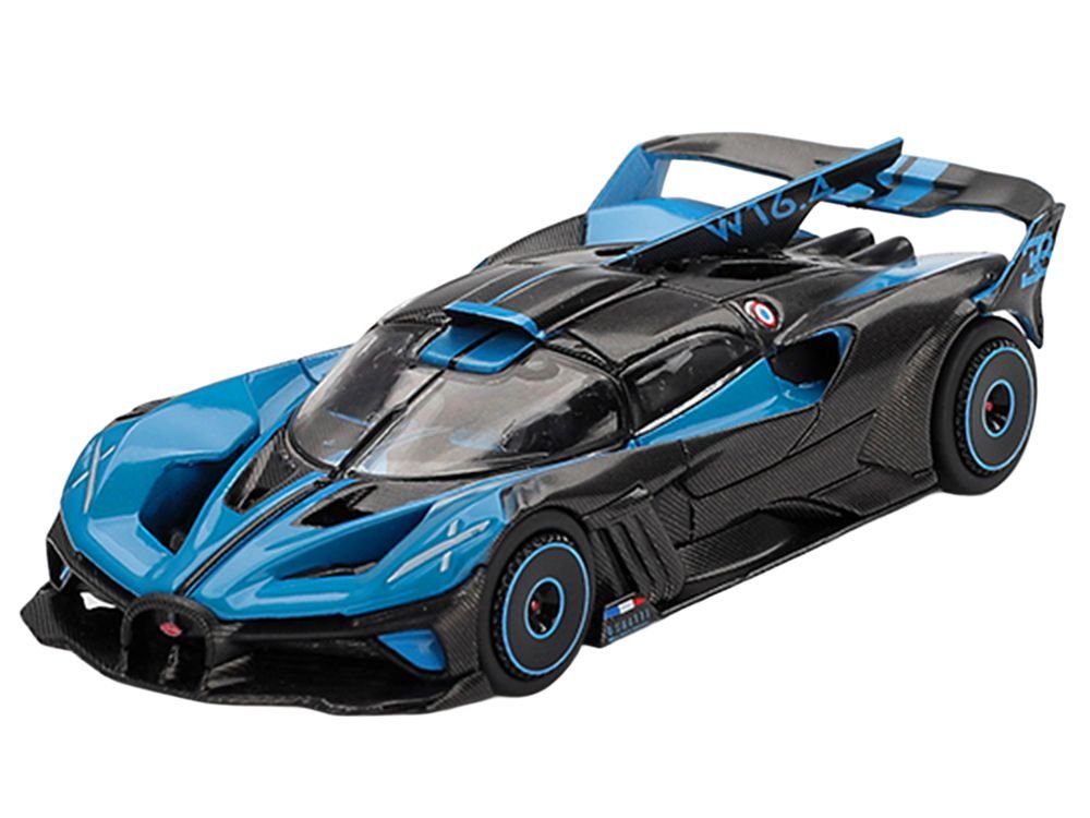 Bugatti Bolide Presentation Blue and Carbon Fiber Limited Edition 1/64 Diecast Model Car by Mini GT view 2
