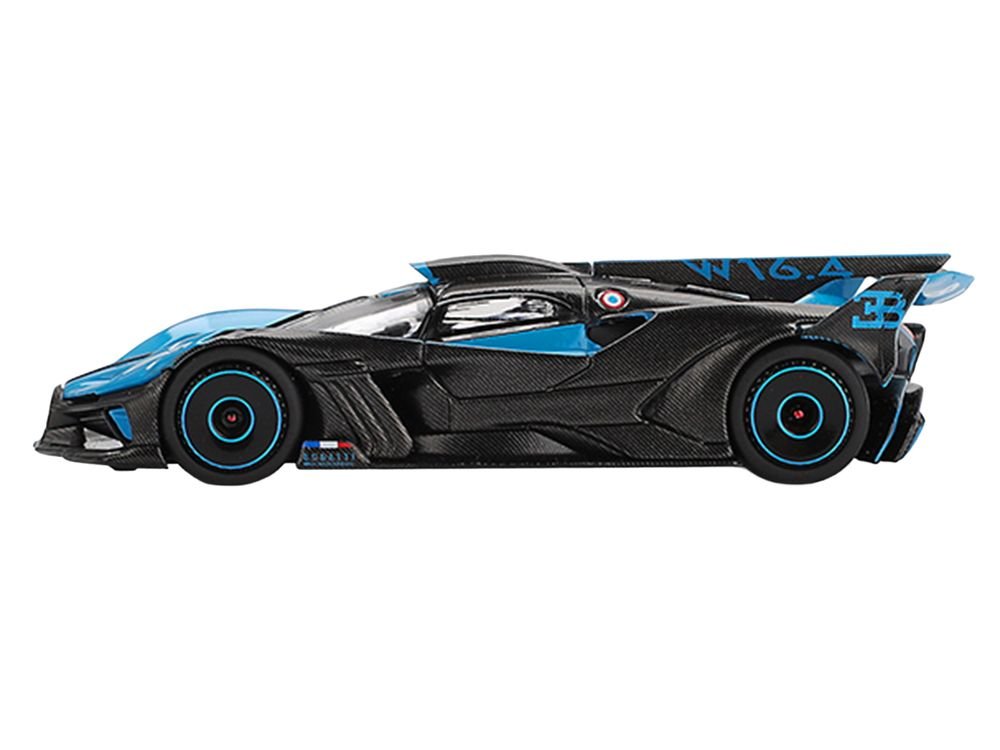 Bugatti Bolide Presentation Blue and Carbon Fiber Limited Edition 1/64 Diecast Model Car by Mini GT view 3