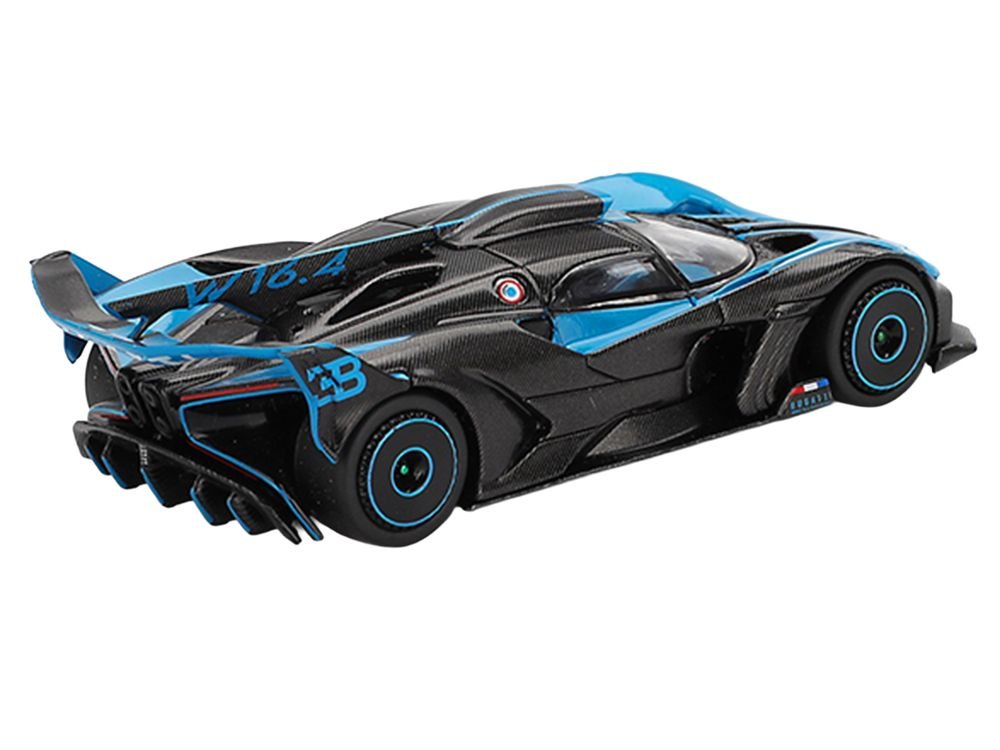 Bugatti Bolide Presentation Blue and Carbon Fiber Limited Edition 1/64 Diecast Model Car by Mini GT view 4
