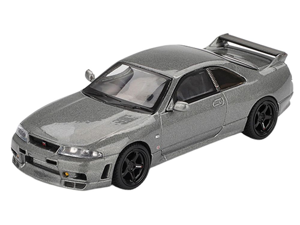Nissan Skyline GT-R (NISMO BCNR33 CRS Version) RHD (Right Hand Drive) Dark Metal Gray Metallic Limited Edition 1/64 Diecast Model Car by Mini GT view 2