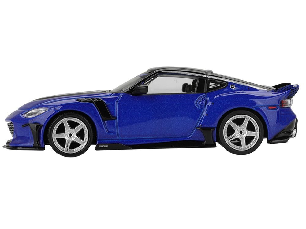 Nissan Z VeilSide FFZ400 Seiran Blue Metallic with Black Top Limited Edition 1/64 Diecast Model Car by Mini GT view 3