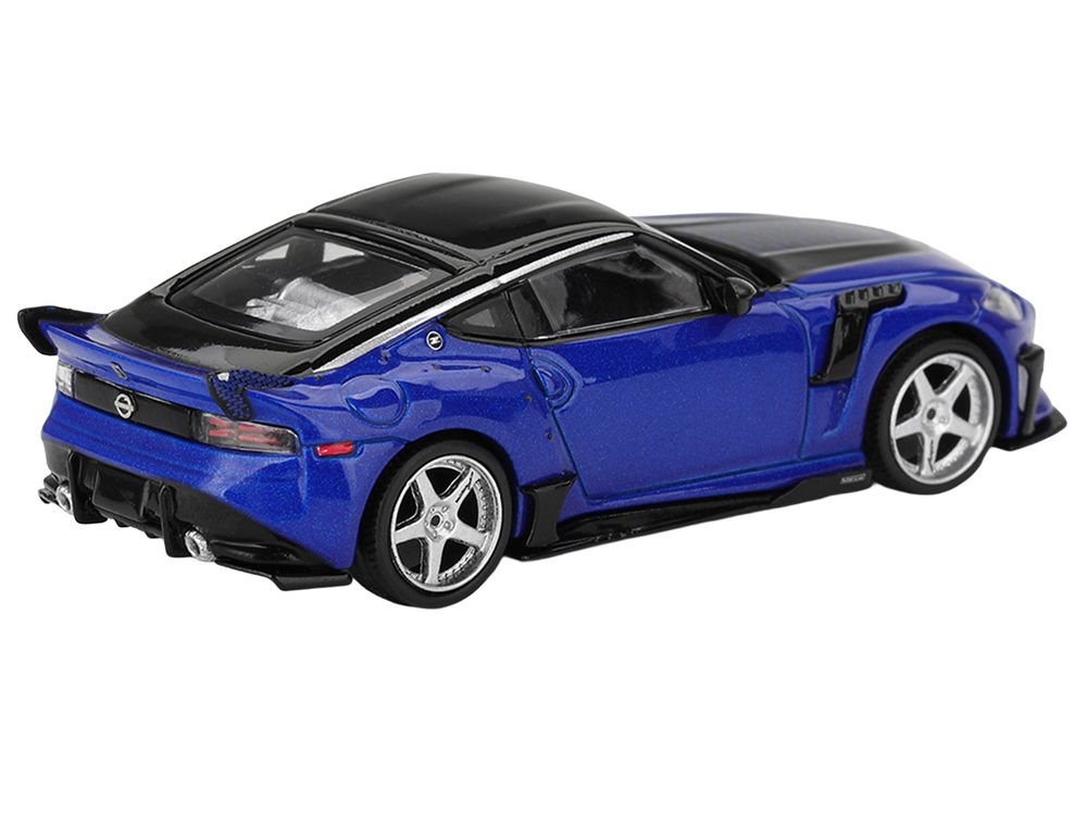 Nissan Z VeilSide FFZ400 Seiran Blue Metallic with Black Top Limited Edition 1/64 Diecast Model Car by Mini GT view 4