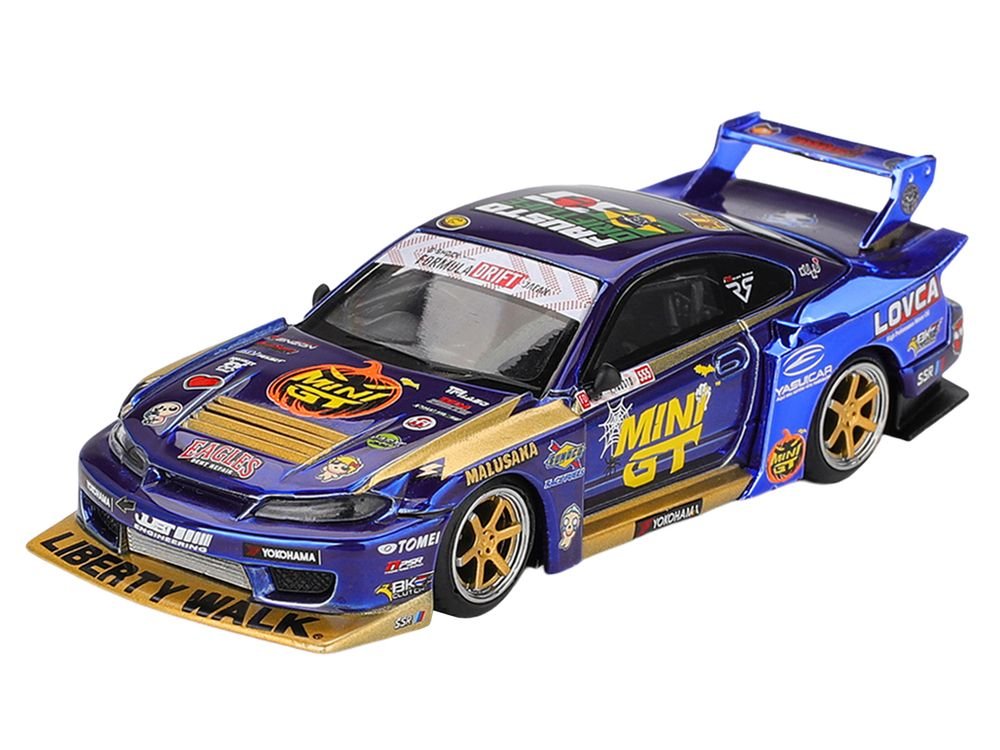 Nissan Silvia (S15) LB-Super Silhouette RHD (Right Hand Drive) #555 Yukio Fausto "Team MINI GT Liberty Walk" Halloween Special "Formula Drift Japan" (2025) Limited Edition 1/64 Diecast Model Car by Mini GT view 2