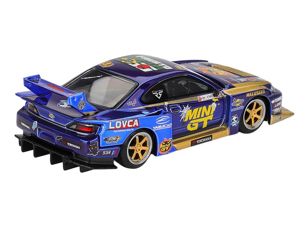 Nissan Silvia (S15) LB-Super Silhouette RHD (Right Hand Drive) #555 Yukio Fausto "Team MINI GT Liberty Walk" Halloween Special "Formula Drift Japan" (2025) Limited Edition 1/64 Diecast Model Car by Mini GT view 4