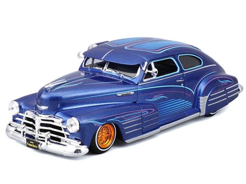 1948 Chevrolet Fleetline Lowrider Blue Metallic with Graphics "Maisto Design" Series 1/25 Diecast Model Car by Maisto view 2