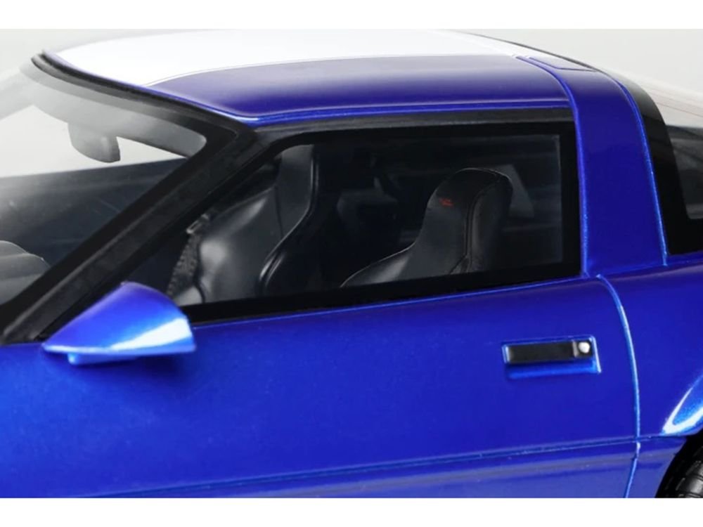 1996 Chevrolet Corvette C4 Grand Sport Blue Metallic with White Stripe 1/18 Model Car by GT Spirit view 2