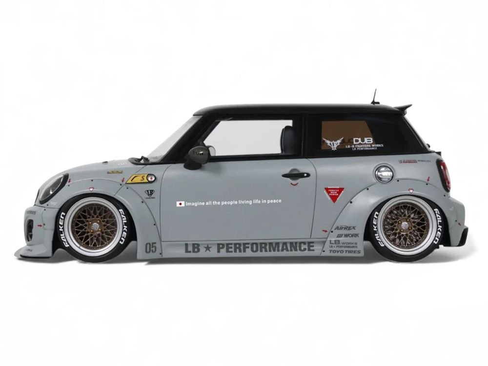 2015 Mini Cooper R56 LB-Works "LB Nation" Gray with Black Top Limited Edition to 999 pieces Worldwide 1/18 Model Car by Otto Mobile view 4