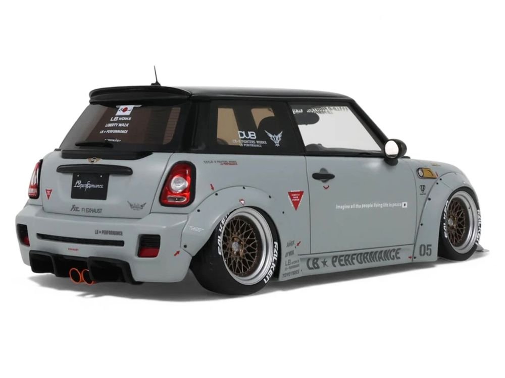 2015 Mini Cooper R56 LB-Works "LB Nation" Gray with Black Top Limited Edition to 999 pieces Worldwide 1/18 Model Car by Otto Mobile view 5
