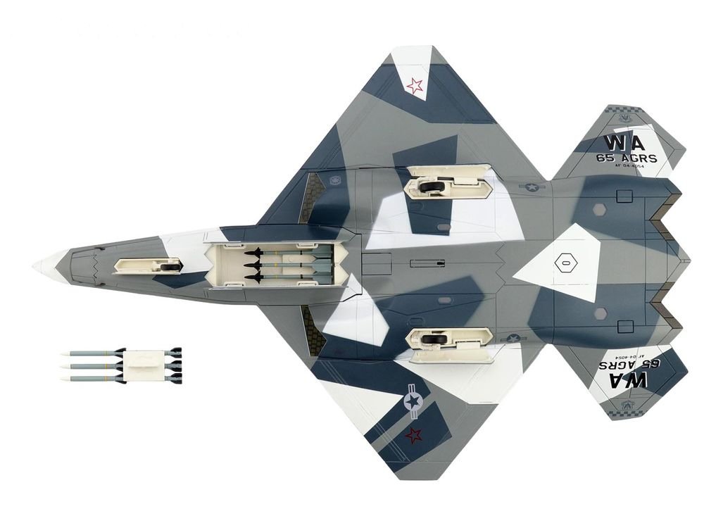 Northrop F-23 Black Widow II Stealth Fighter Aircraft Blue 054 Su-57 Aggressor What If Scheme 65th AGRS Nellis AFB United States Air Force Air Power Series 1/72 Diecast Model by Hobby Master view 4