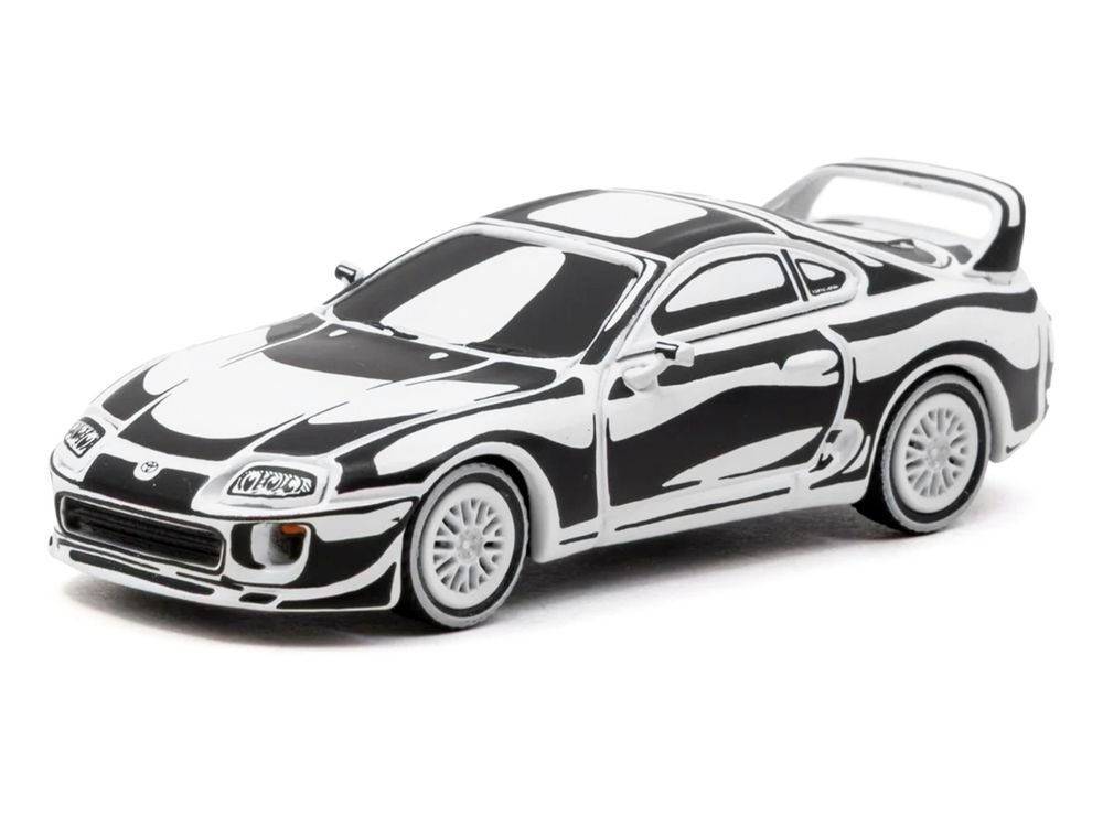 Toyota Supra "Designed by Joshua Vides" Black and White "Hobby64" Series 1/64 Diecast Model Car by Tarmac Works view 2