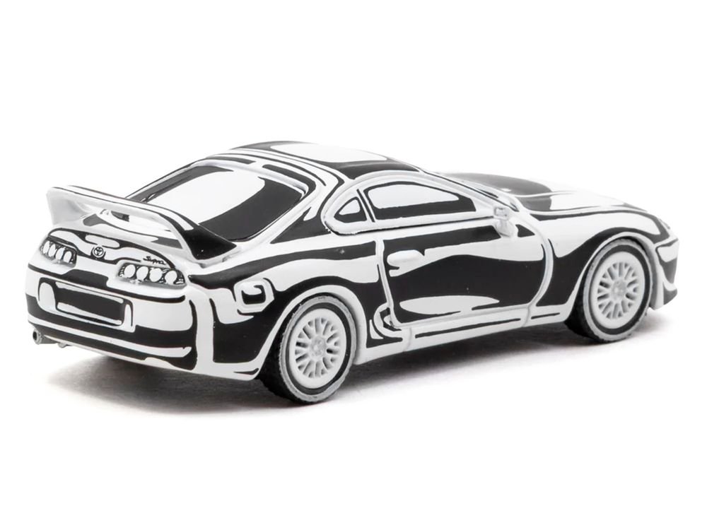 Toyota Supra "Designed by Joshua Vides" Black and White "Hobby64" Series 1/64 Diecast Model Car by Tarmac Works view 3
