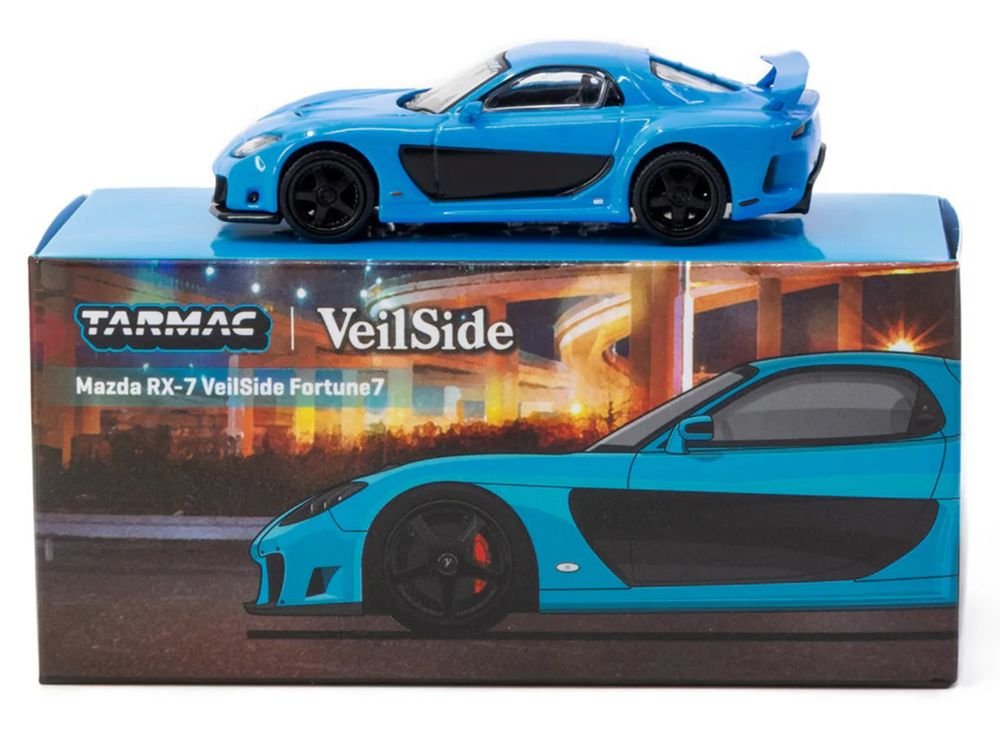 Mazda RX-7 "VeilSide Fortune7" RHD (Right Hand Drive) Blue "Global64" Series 1/64 Diecast Model Car by Tarmac Works view 4
