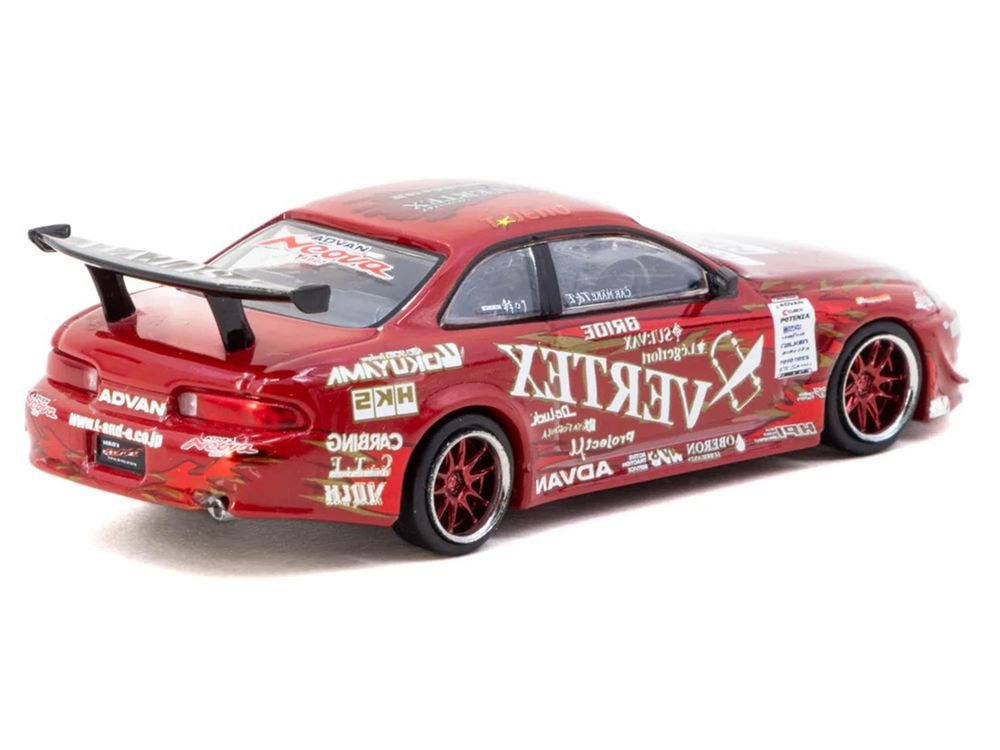 Toyota VERTEX Ridge TE3005 Soarer RHD (Right Hand Drive) Red Metallic with Graphics and Tarmac Cards "Global64" Series 1/64 Diecast Model Car by Tarmac Works view 3