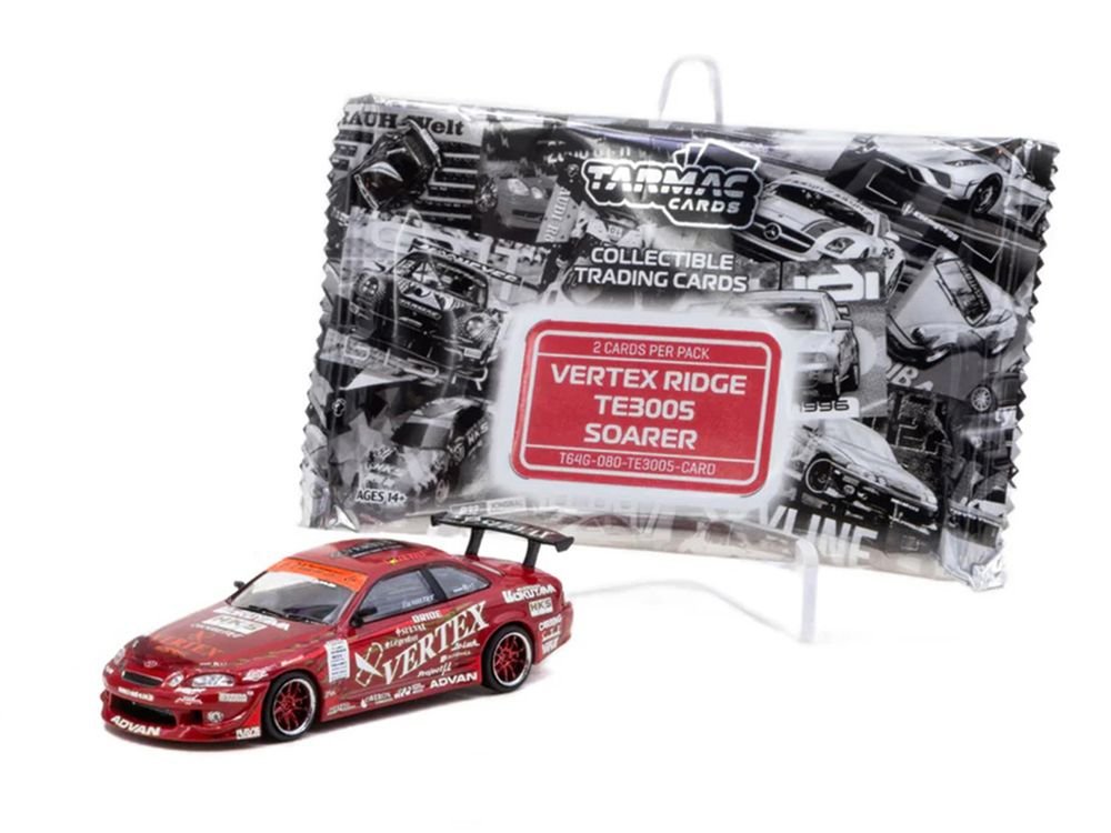 Toyota VERTEX Ridge TE3005 Soarer RHD (Right Hand Drive) Red Metallic with Graphics and Tarmac Cards "Global64" Series 1/64 Diecast Model Car by Tarmac Works view 4
