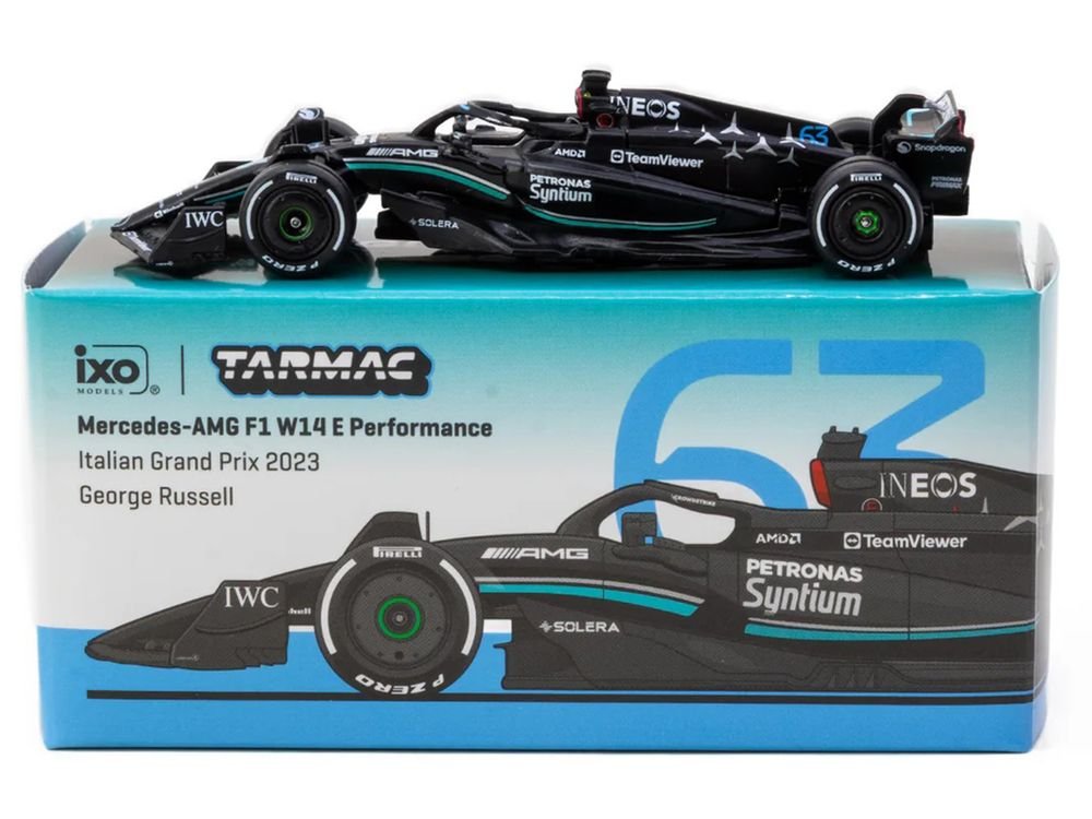 Mercedes-AMG F1 W14 E Performance #63 George Russell Formula One F1 "Italian GP" (2023) "Global64" Series 1/64 Diecast Model Car by Tarmac Works view 4
