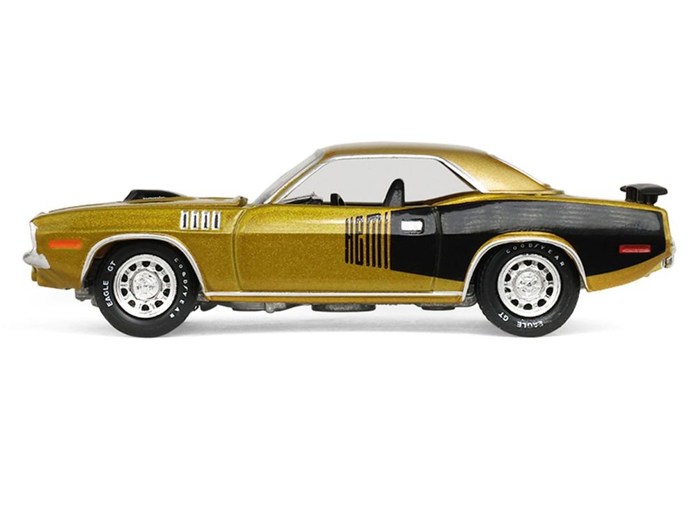 1971 Plymouth Hemi ‘Cuda Gold Metallic with Black Accents "America 250 Edition" "Anniversary Collection" Series 18 1/64 Diecast Model Car by Greenlight view 2