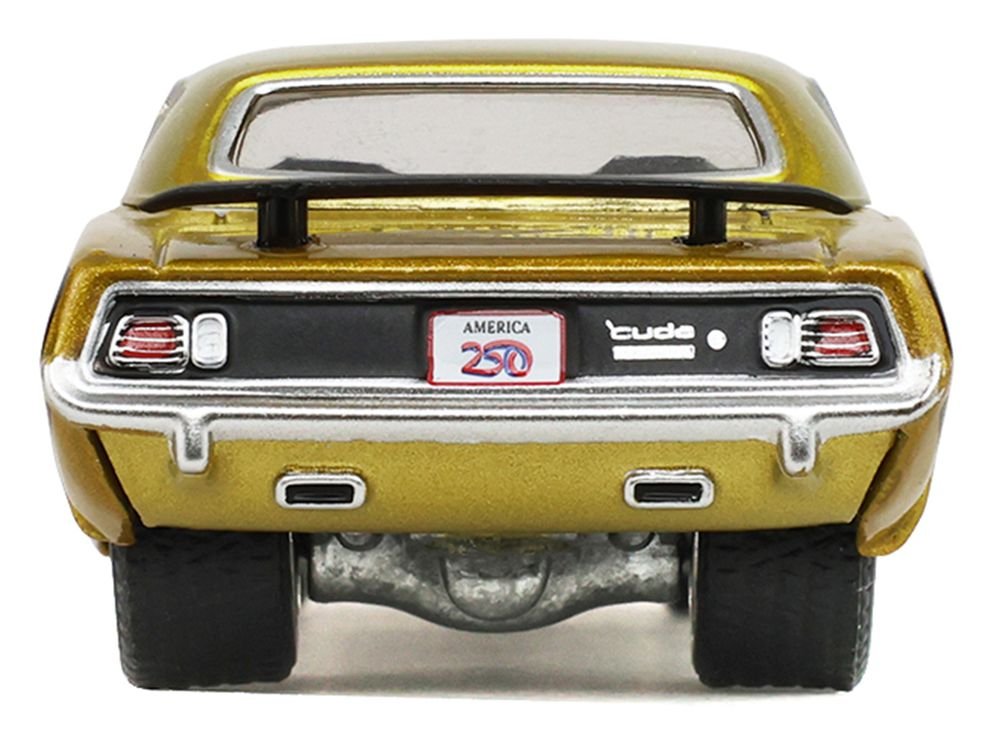 1971 Plymouth Hemi ‘Cuda Gold Metallic with Black Accents "America 250 Edition" "Anniversary Collection" Series 18 1/64 Diecast Model Car by Greenlight view 4