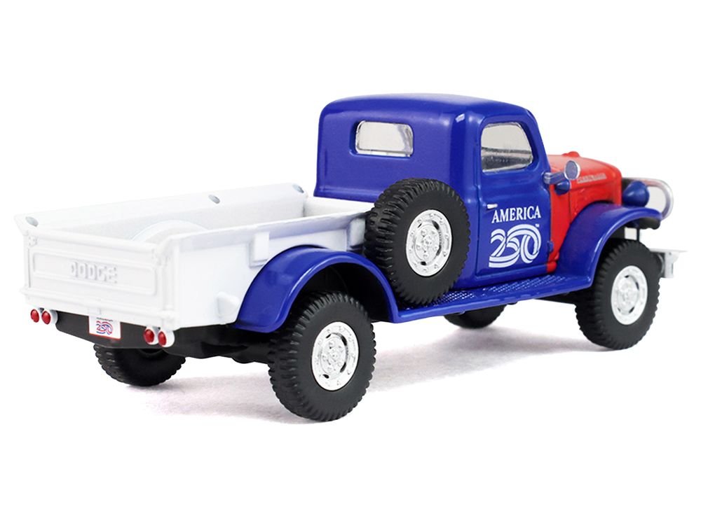 1946 Dodge Power Wagon Pickup Truck Red White and Blue "America 250 Edition" "Anniversary Collection" Series 18 1/64 Diecast Model Car by Greenlight view 3