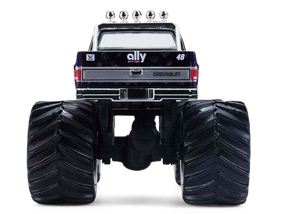 1984 Chevrolet Silverado Monster Truck #48 "Ally" Black and Purple with Graphics "Kings of Crunch - Hendrick Motorsports Tribute" Special Edition 1/64 Diecast Model Car by Greenlight view 5