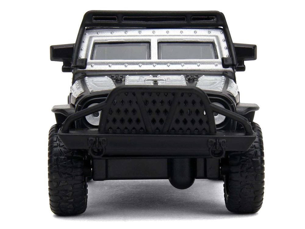 Tej's Jeep Wrangler Custom Silver Metallic with Black Top and Roof Rack "Furious 7" (2015) Movie "25 Years of Fast & Furious" Series 1/32 Diecast Model Car by Jada view 4