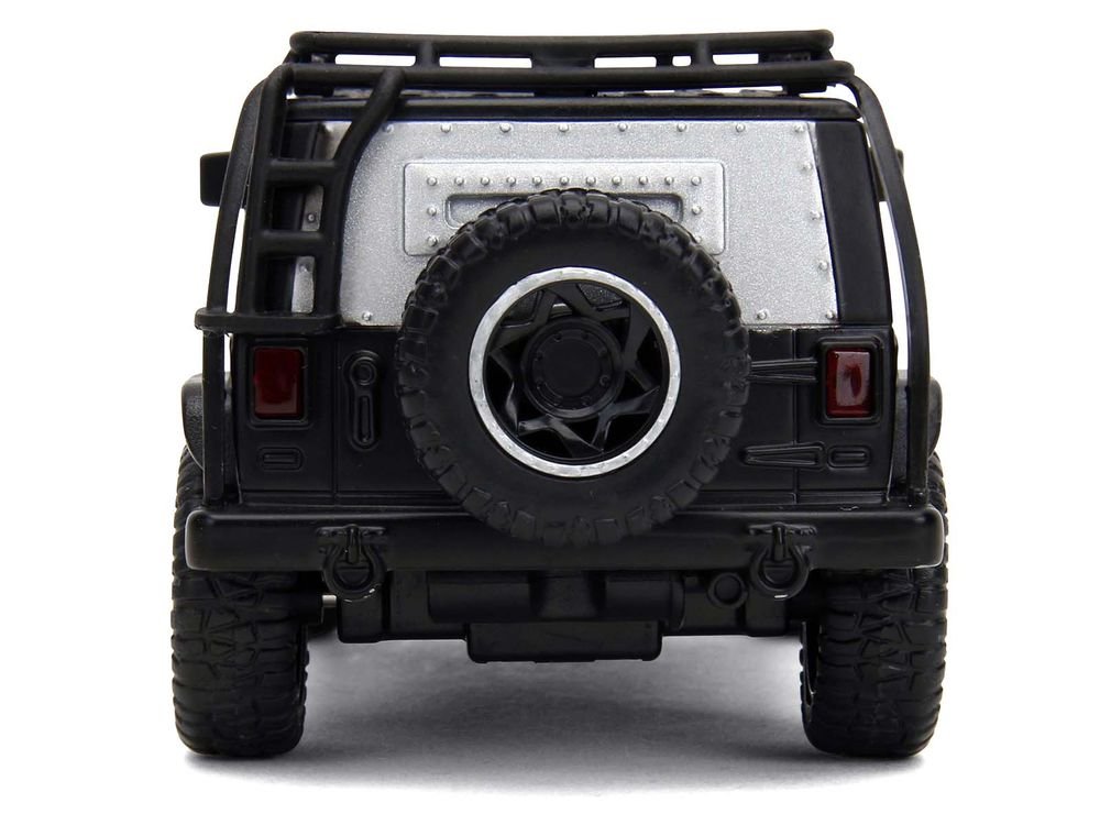 Tej's Jeep Wrangler Custom Silver Metallic with Black Top and Roof Rack "Furious 7" (2015) Movie "25 Years of Fast & Furious" Series 1/32 Diecast Model Car by Jada view 5