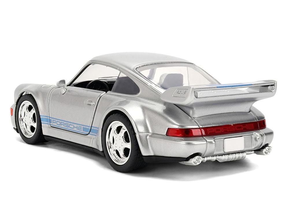 Porsche 911 Carrera RS 3.8 "Mirage" Silver Metallic with Blue Stripes "Transformers: Rise of the Beasts" (2023) Movie "Hollywood Rides" 1/32 Diecast Model Car by Jada view 5
