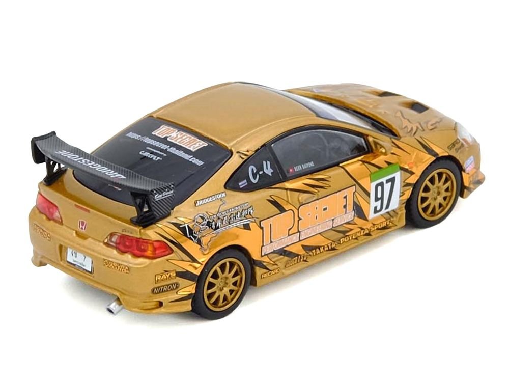 Honda Integra Type R (DC5) RHD (Right Hand Drive) #97 "Top Secret Thailand" Gold Metallic with Graphics "Honda Fest Thailand 2025"1/64 Diecast Model Car by Inno Models view 2