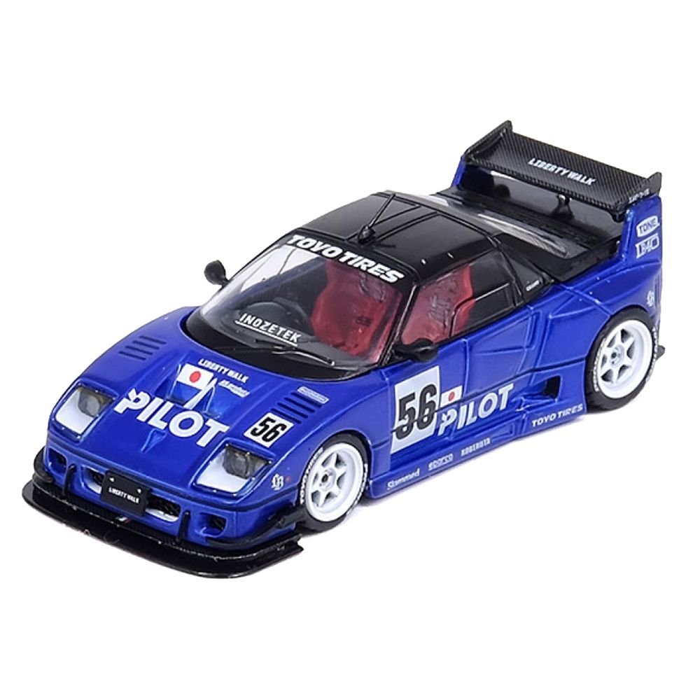 Mazda AZ-1 Liberty Walk LB40 RHD (Right Hand Drive) #56 "Pilot" Blue with Black Top 1/64 Diecast Model Car by Inno Models view 2