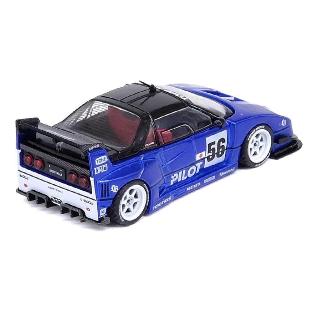 Mazda AZ-1 Liberty Walk LB40 RHD (Right Hand Drive) #56 "Pilot" Blue with Black Top 1/64 Diecast Model Car by Inno Models view 3