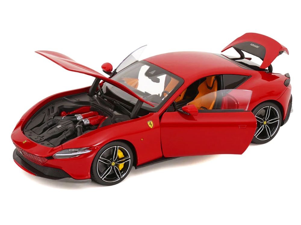 2019 Ferrari Roma Red with Orange Interior 1/18 Diecast Model Car by Polistil view 2