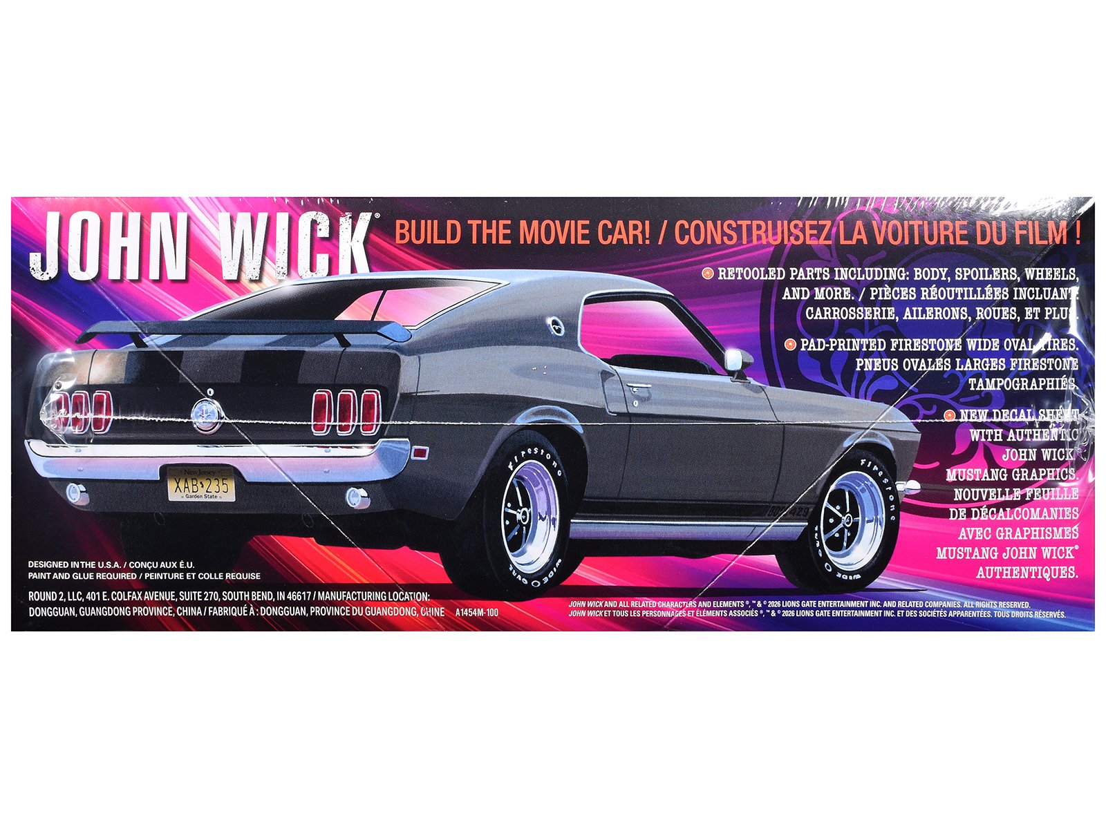 Skill 2 Model Kit 1969 Ford Mustang "John Wick" (2014) Movie 1/25 Plastic Model by AMT view 2