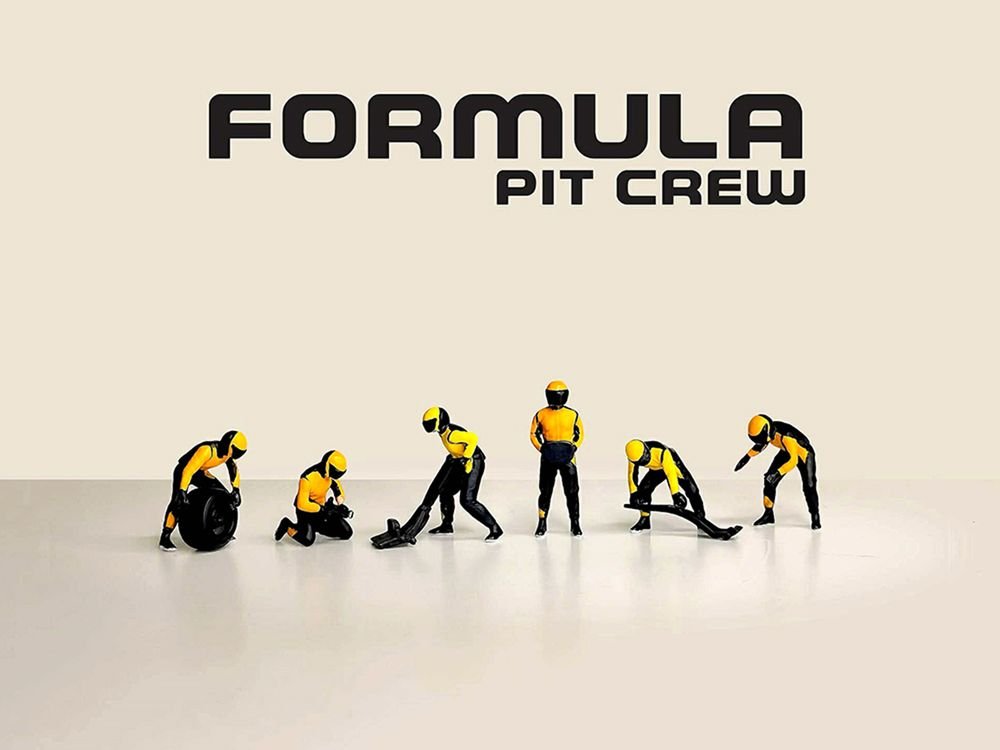 "Formula Pit Crew – Team Orange" 6 piece Diecast Figure Set (6 Figures) Limited Edition for 1/64 Scale Models by American Diorama view 3