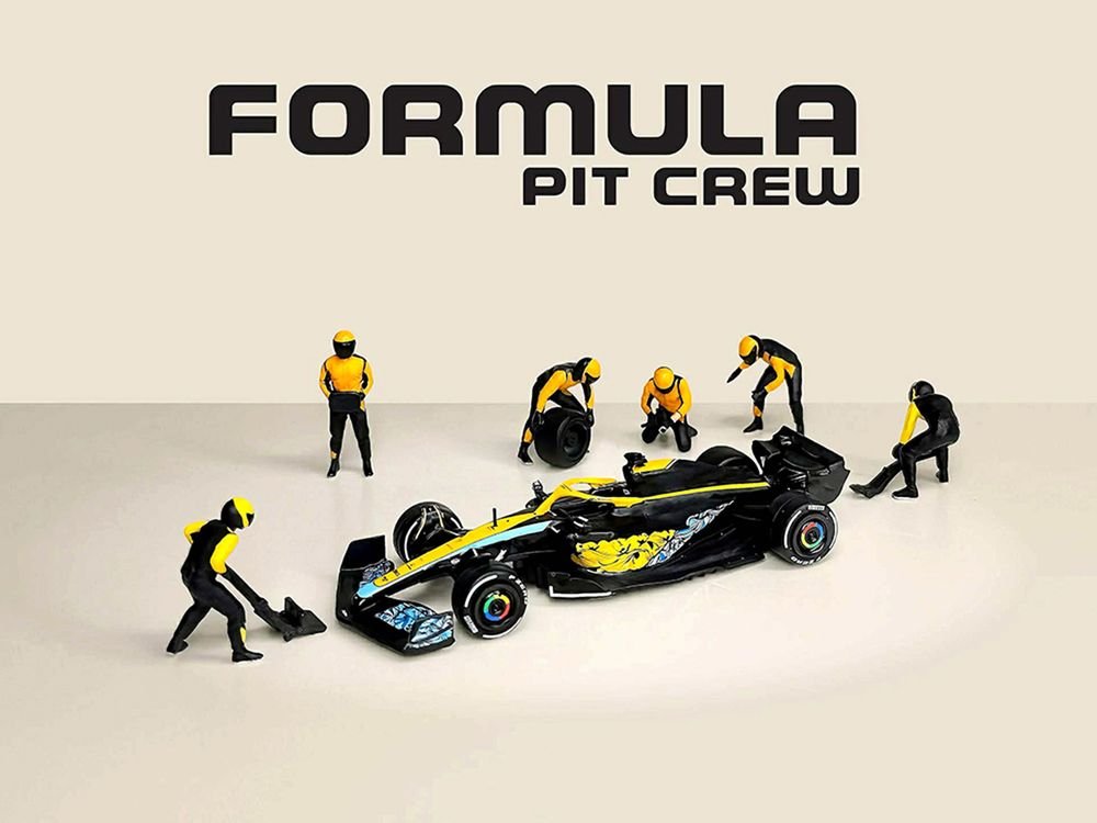 "Formula Pit Crew – Team Orange" 6 piece Diecast Figure Set (6 Figures) Limited Edition for 1/64 Scale Models by American Diorama view 4
