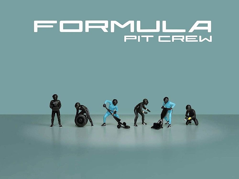 "Formula Pit Crew – Team Black" 6 piece Diecast Figure Set (6 Figures) Limited Edition for 1/64 Scale Models by American Diorama view 4