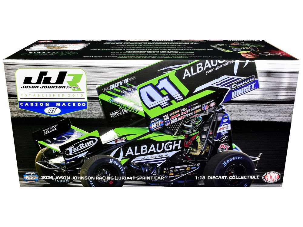 Winged Sprint Car #41 Carson Macedo "Albaugh" Jason Johnson Racing (2026) 1/18 Diecast Model Car by ACME view 3