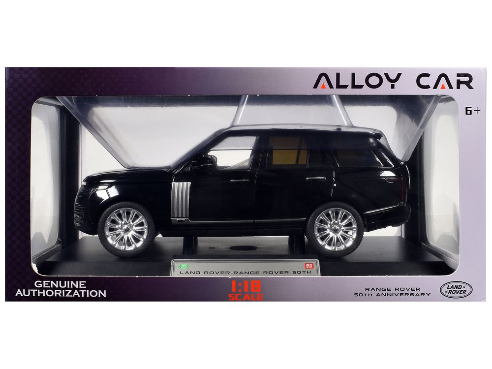 Land Rover Ranger Rover 50th Anniversary Black Metallic with Sunroof 1/18 Diecast Model Car by Heimanba view 3