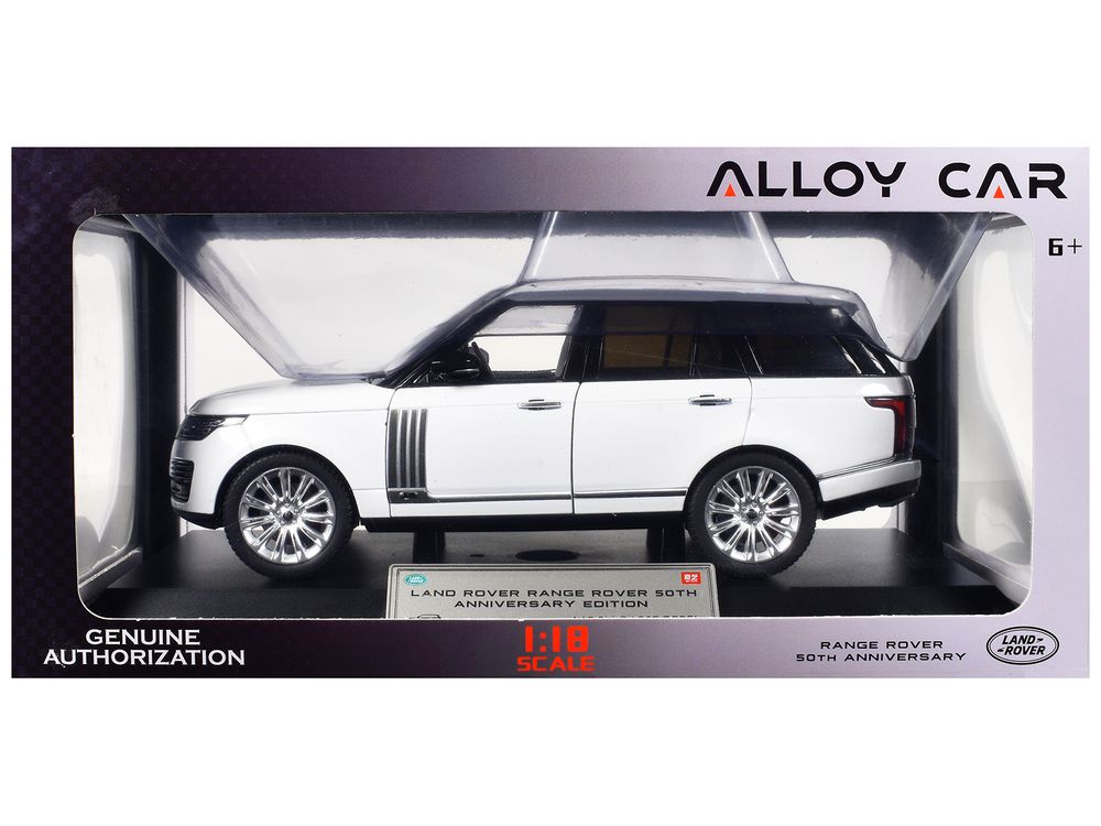 Land Rover Range Rover 50th Anniversary White Metallic with Sunroof 1/18 Diecast Model Car by Heimanba view 3