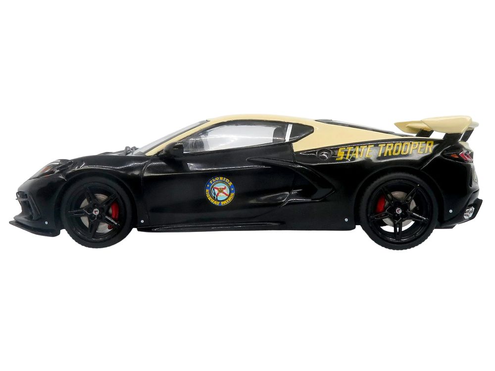 2023 Chevrolet Corvette C8 Stingray Police Interceptor "Florida Highway Patrol (FHP)" Black with Cream Top 1/43 Diecast Model by Iconic Replicas view 2