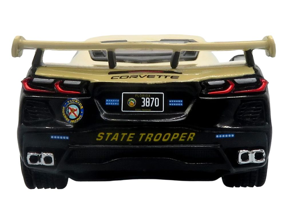 2023 Chevrolet Corvette C8 Stingray Police Interceptor "Florida Highway Patrol (FHP)" Black with Cream Top 1/43 Diecast Model by Iconic Replicas view 5