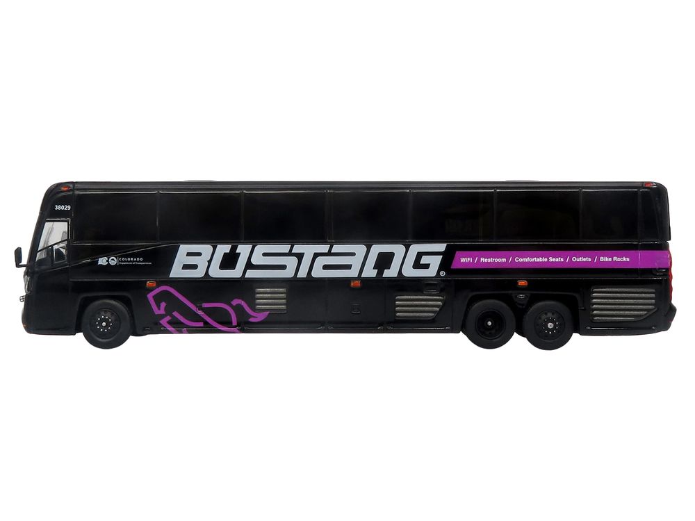 MCI D4520 Commuter Coach Bus "Bustang - Colorado Department of Transportation" Black "The Bus & Motorcoach Collection" Limited Edition to 504 pieces Worldwide 1/87 (HO) Scale Diecast Model by Iconic Replicas view 2