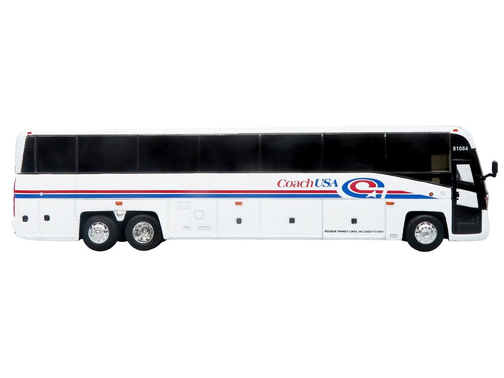 MCI D4520 Commuter Coach Bus "Coach USA" White with Blue and Red Stripes "The Bus & Motorcoach Collection" Limited Edition to 504 pieces Worldwide 1/87 (HO) Scale Diecast Model by Iconic Replicas view 2