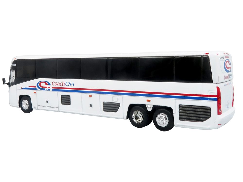 MCI D4520 Commuter Coach Bus "Coach USA" White with Blue and Red Stripes "The Bus & Motorcoach Collection" Limited Edition to 504 pieces Worldwide 1/87 (HO) Scale Diecast Model by Iconic Replicas view 3