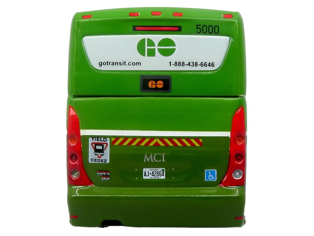 MCI D4520 Commuter Coach Bus "GO Transit" Green and White "The Bus & Motorcoach Collection" Limited Edition to 504 pieces Worldwide 1/87 (HO) Scale Diecast Model by Iconic Replicas view 5