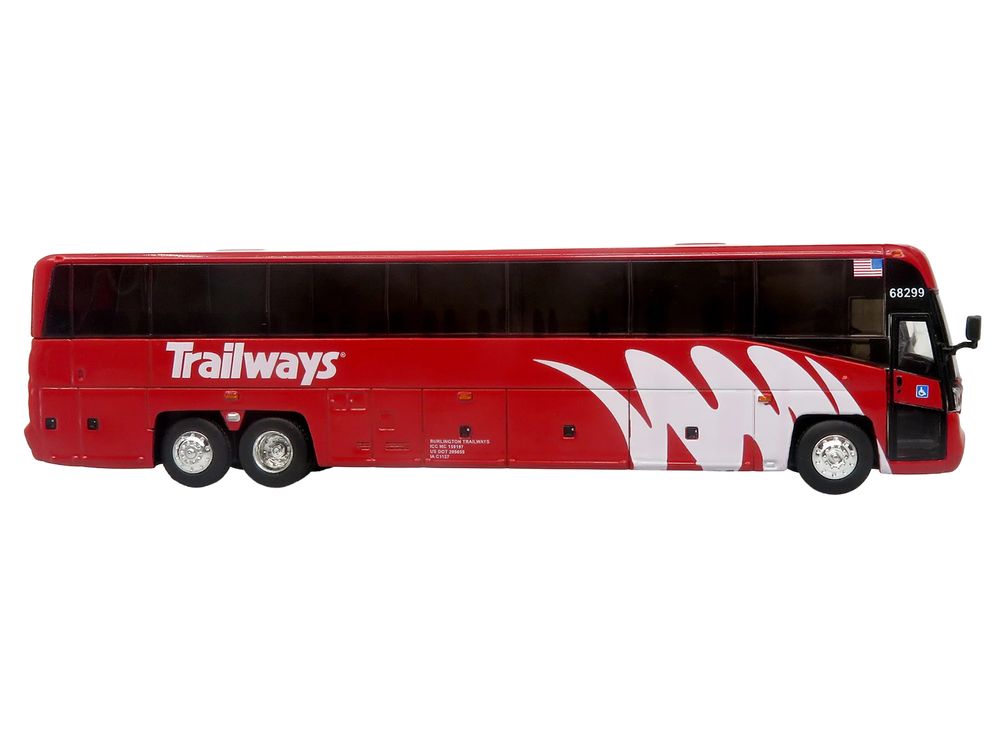 MCI D4520 Commuter Coach Bus "Burlington Trailways" Red with White Graphics "The Bus & Motorcoach Collection" Limited Edition to 504 pieces Worldwide 1/87 (HO) Scale Diecast Model by Iconic Replicas view 2